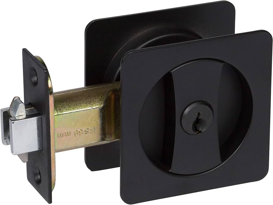 Square Pocket Door Pull with Lock