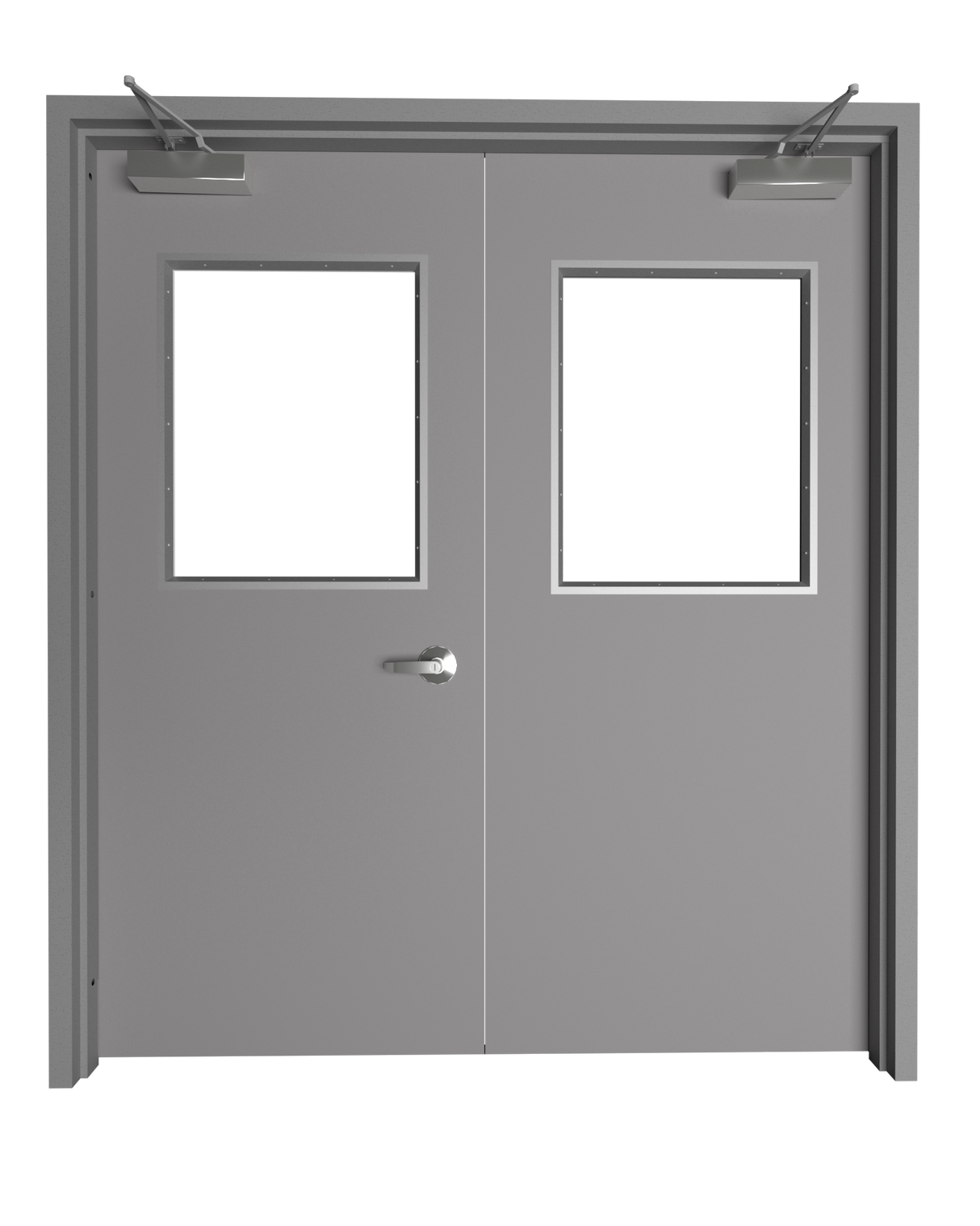 Hollow Metal Double Door with Half Lite