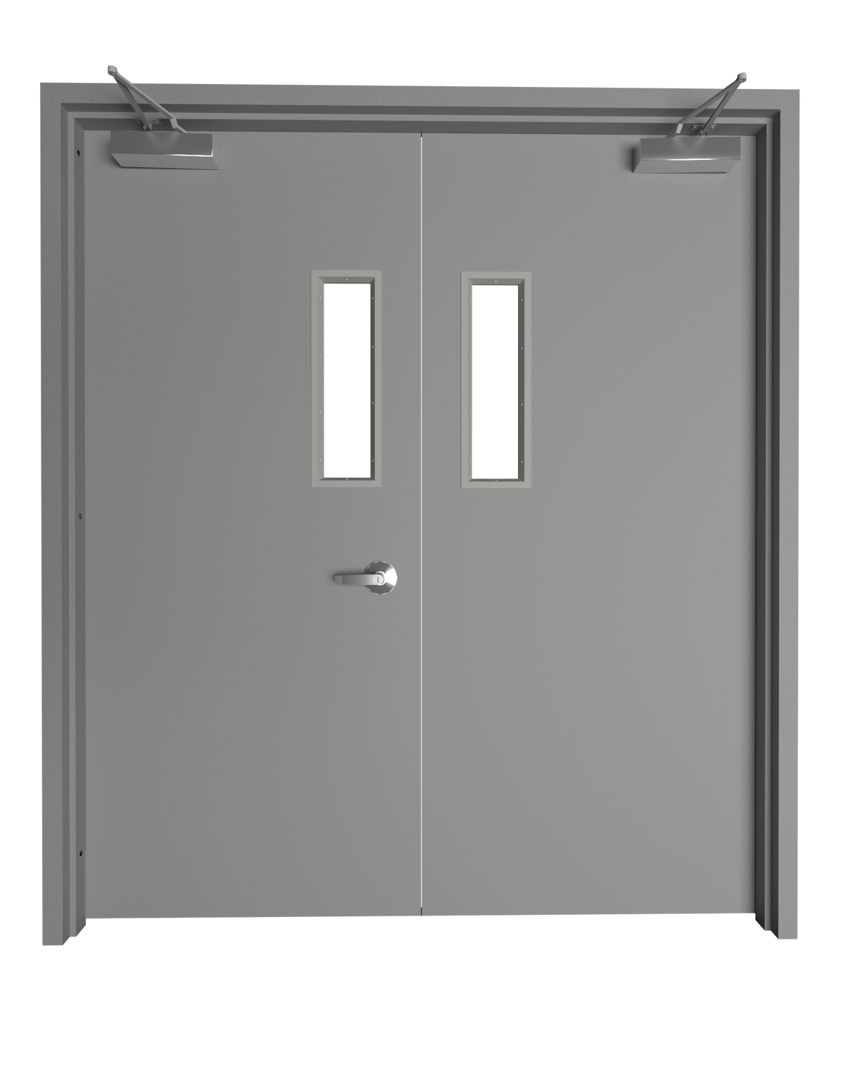 Hollow Metal Double Door with Narrow Vision Lite