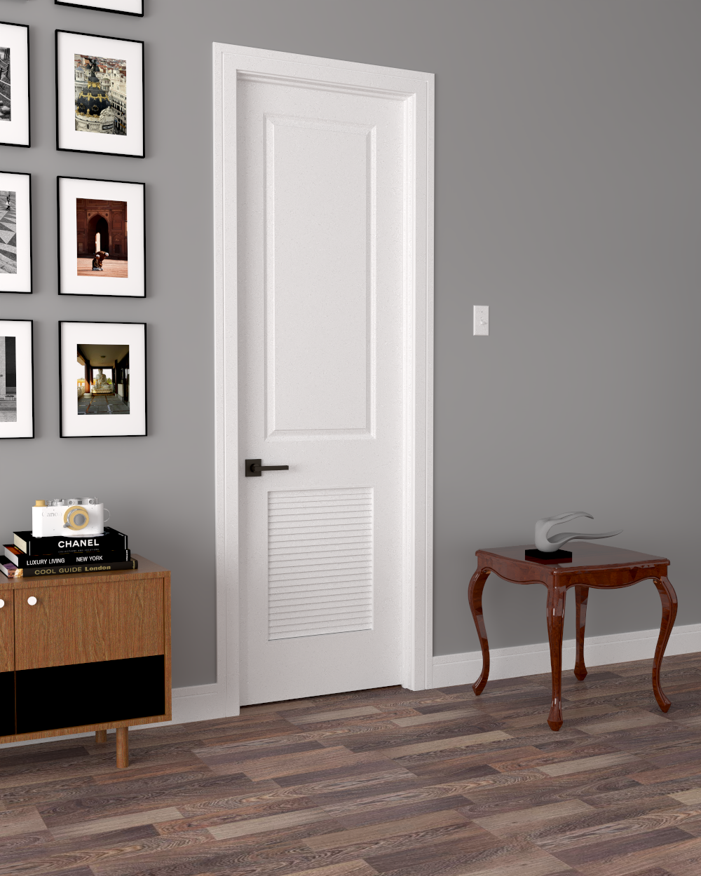 2 Panel Square Carrara with Louver Insert Primed 7'-0" (84")