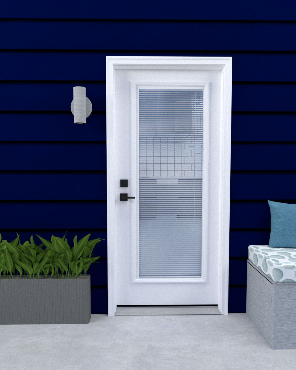 Full Clear Glass Steel Door with Blinds