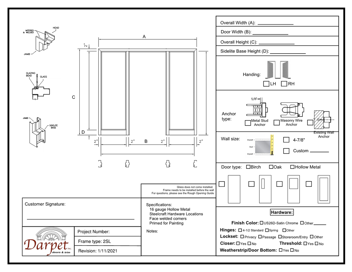 Two Side Lite Frame - Model#2SL