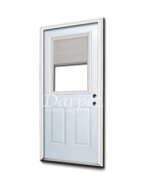 Half Glass Steel Door with 2 Panel Bottom & Blinds
