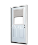 Half Glass Steel Door with 2 Panel Bottom & Blinds