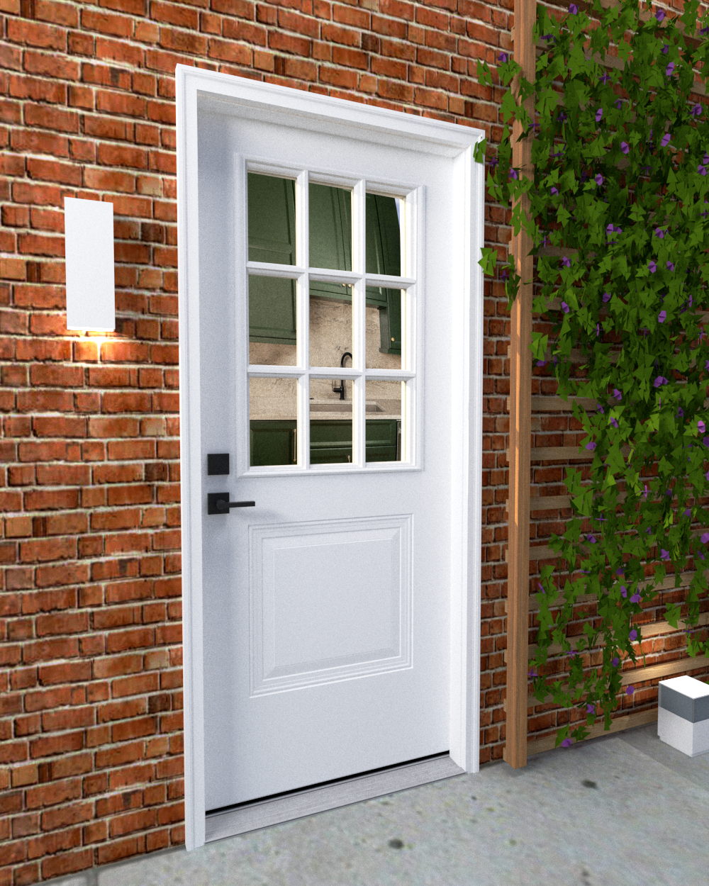 9 Lite Clear Glass Steel Door