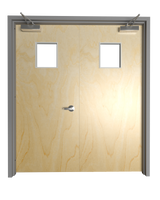 Commercial Birch Double Door with Hollow Metal Frame with Vision Vision Lite