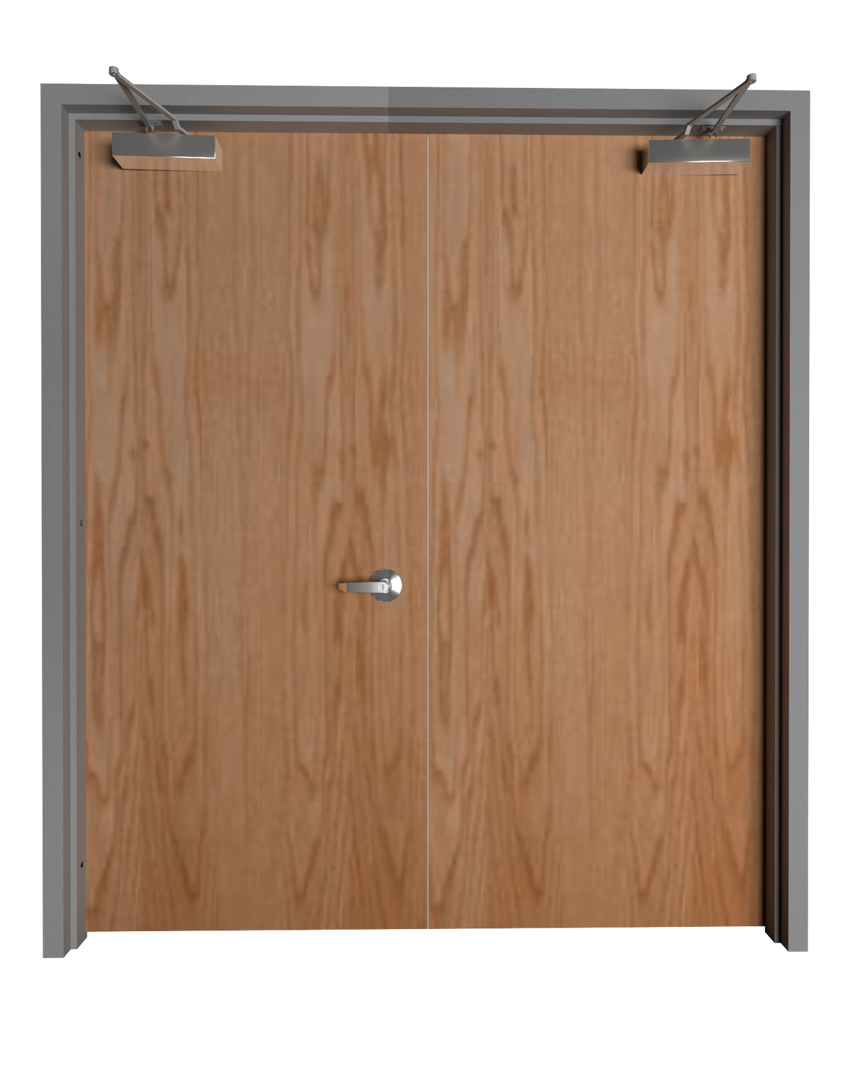 Commercial Flush Oak Double Door with Hollow Metal Frame
