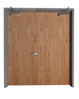 Commercial Flush Oak Double Door with Hollow Metal Frame