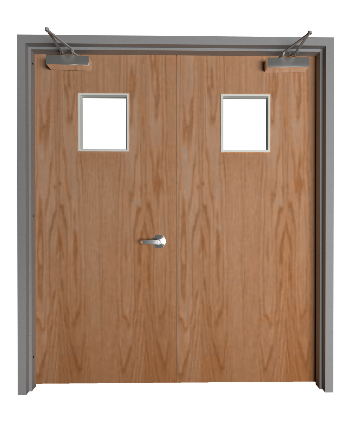 Commercial Oak Double Door with Hollow Metal Frame with Vision Vision Lite