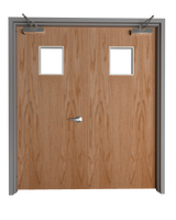 Commercial Oak Double Door with Hollow Metal Frame with Vision Vision Lite