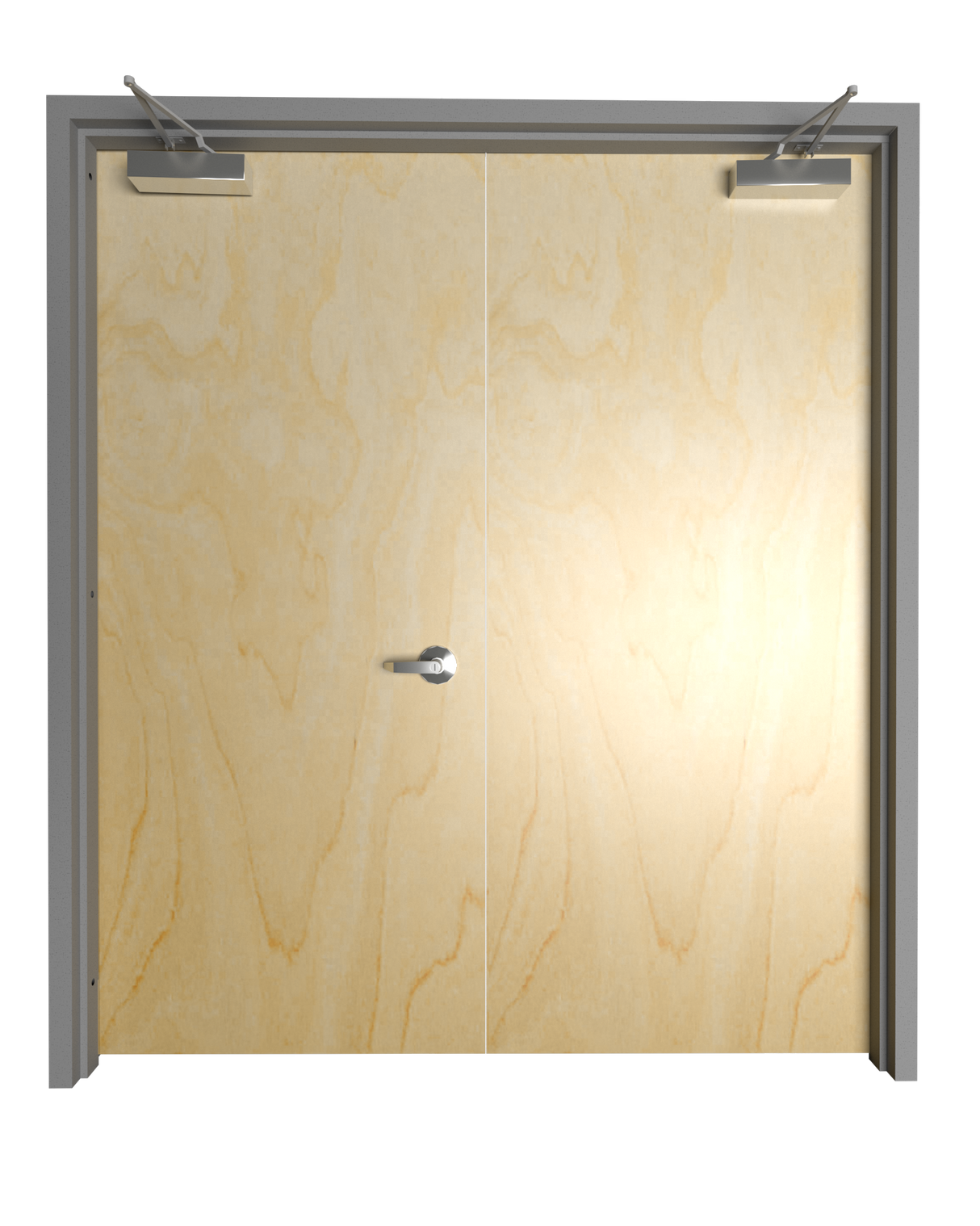 Commercial Flush Birch Double Door with Hollow Metal Frame