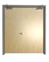Commercial Flush Birch Double Door with Hollow Metal Frame