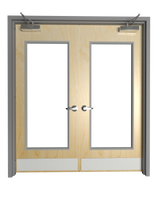 Commercial Birch Double Door with Hollow Metal Frame with Full Lite