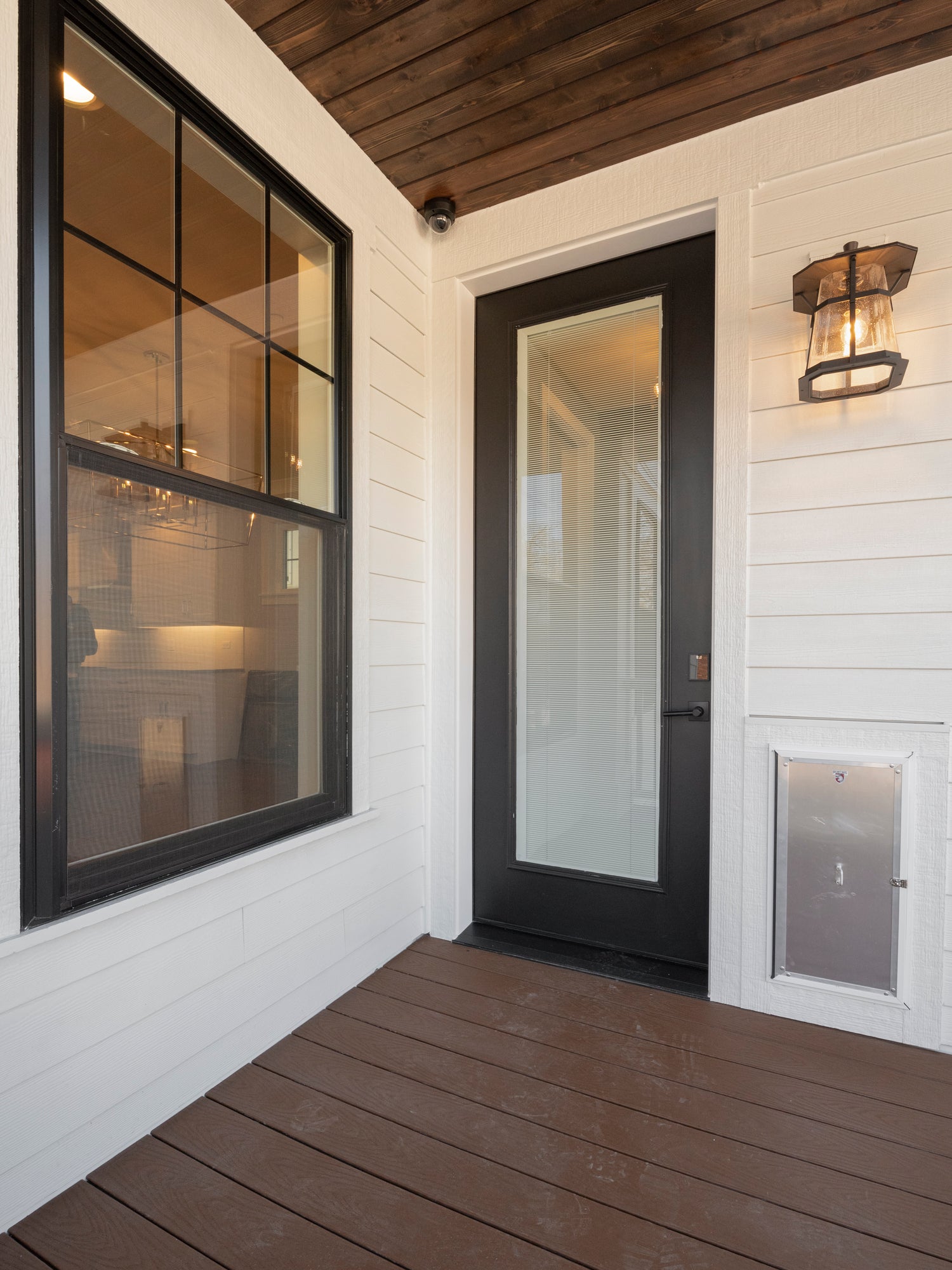 Full Clear Glass Steel Door with Blinds
