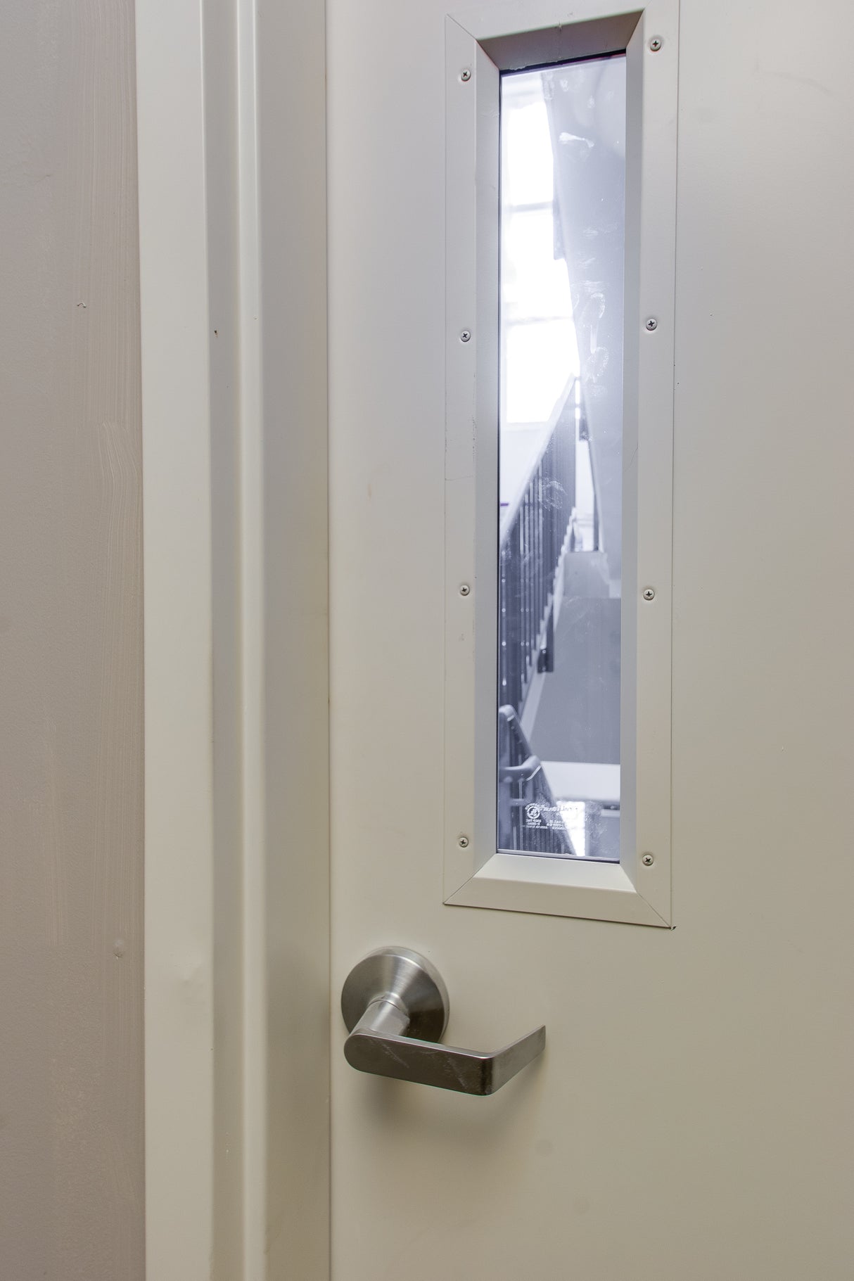 Hollow Metal Door with Narrow Vision Lite Slab