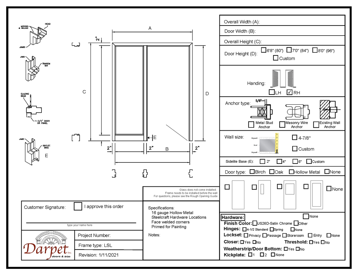 Left Side Lite Frame - Model#LSL
