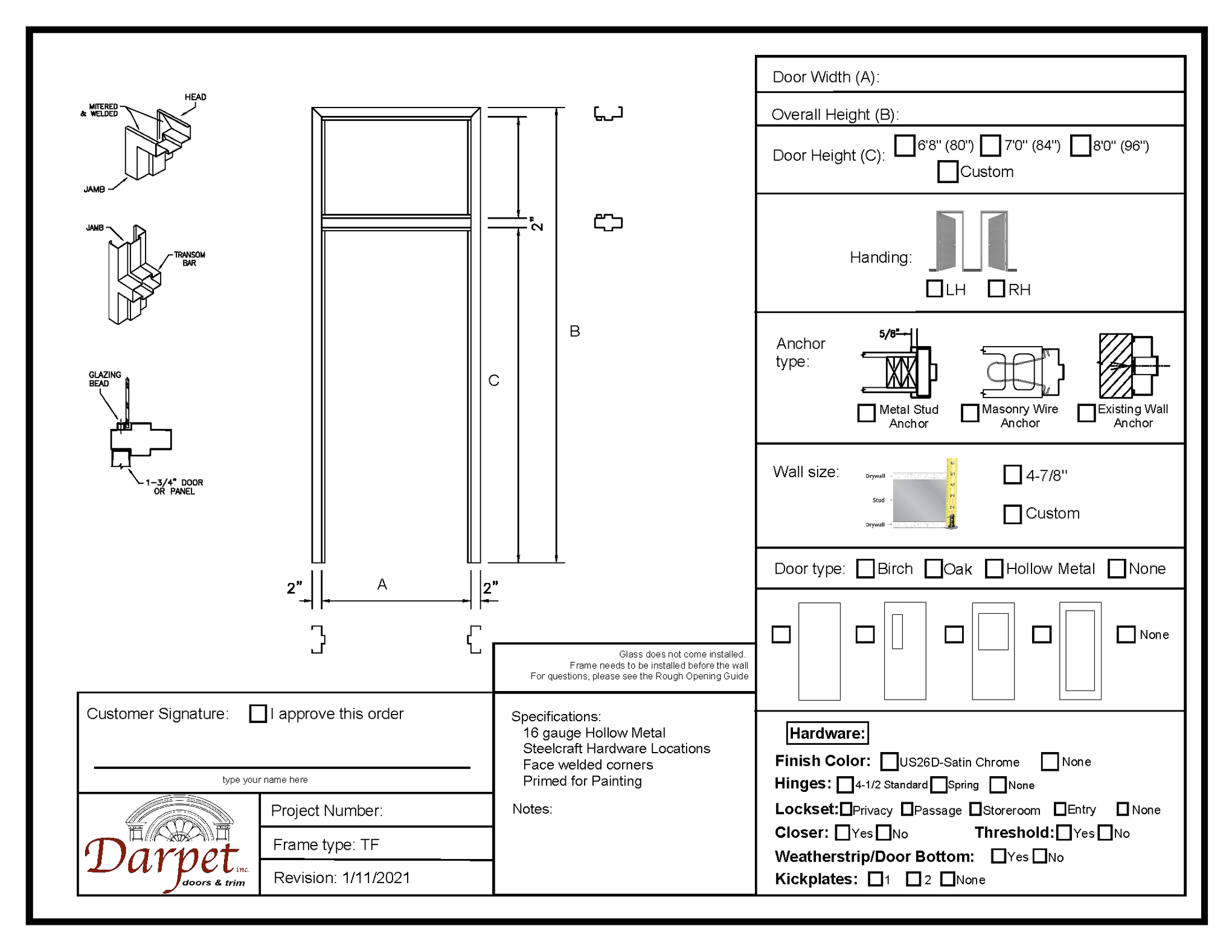 Transom Frame - Model#TF