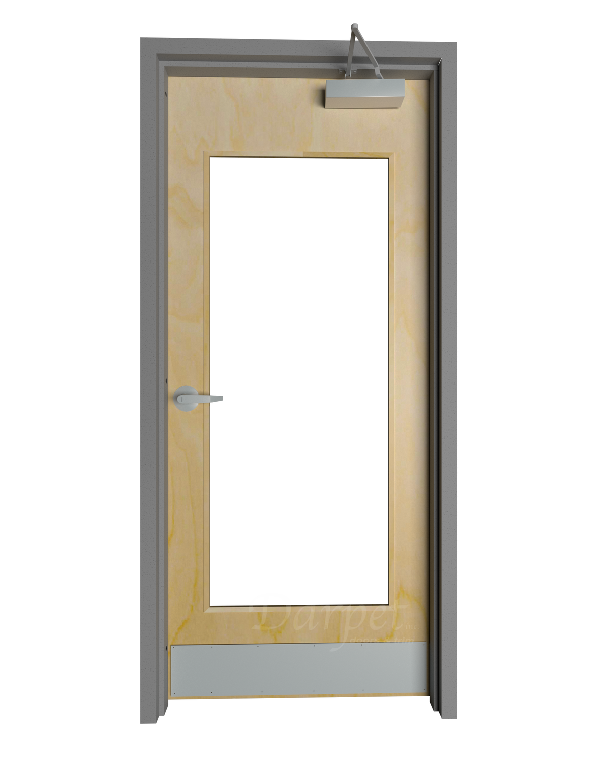 Commercial Birch Door with Hollow Metal Frame with Full Lite