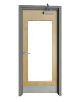 Commercial Birch Door with Hollow Metal Frame with Full Lite