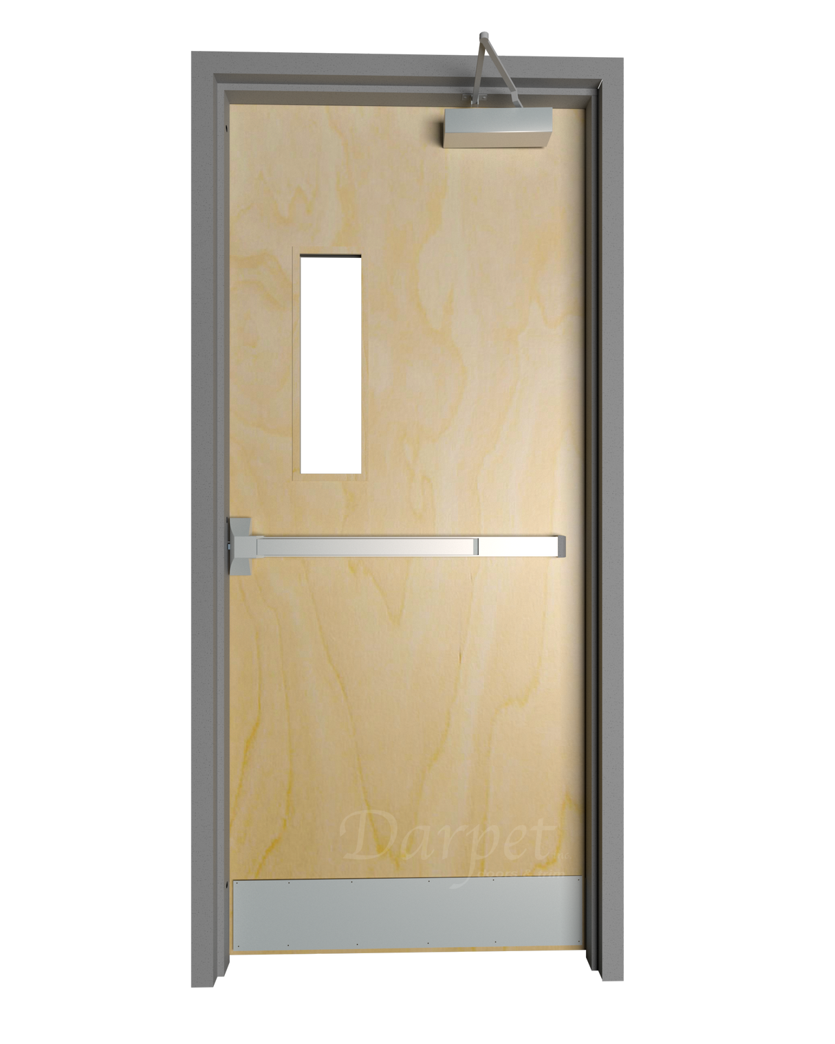 Commercial Birch Door with Hollow Metal Frame with Narrow Vision Lite