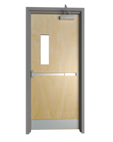Commercial Birch Door with Hollow Metal Frame with Narrow Vision Lite
