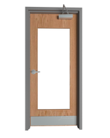 Commercial Oak Door with Hollow Metal Frame with Full Lite