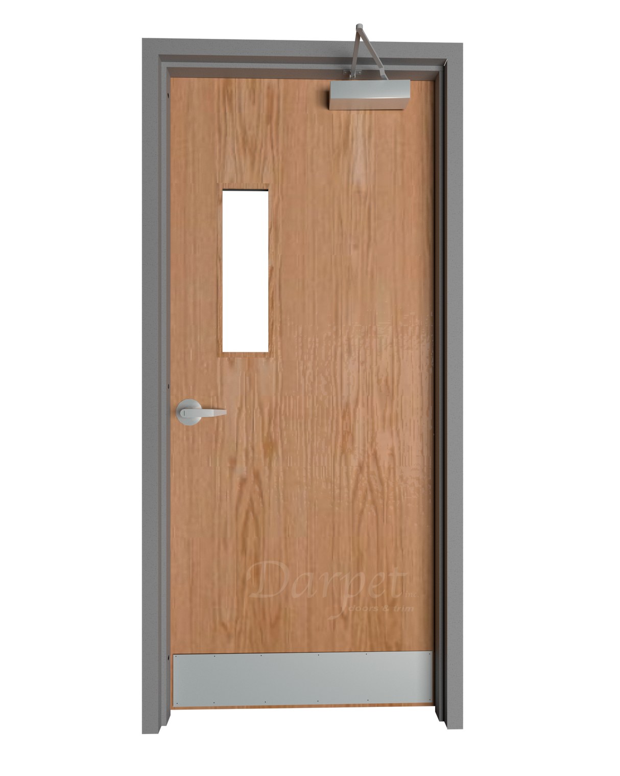 Commercial Oak Door with Hollow Metal Frame with Narrow Vision Lite