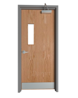 Commercial Oak Door with Hollow Metal Frame with Narrow Vision Lite