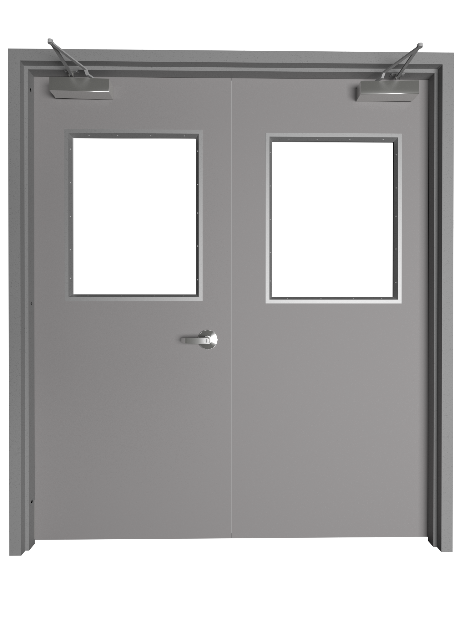 Hollow Metal Double Door with Half Lite