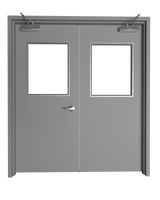 Hollow Metal Double Door with Half Lite