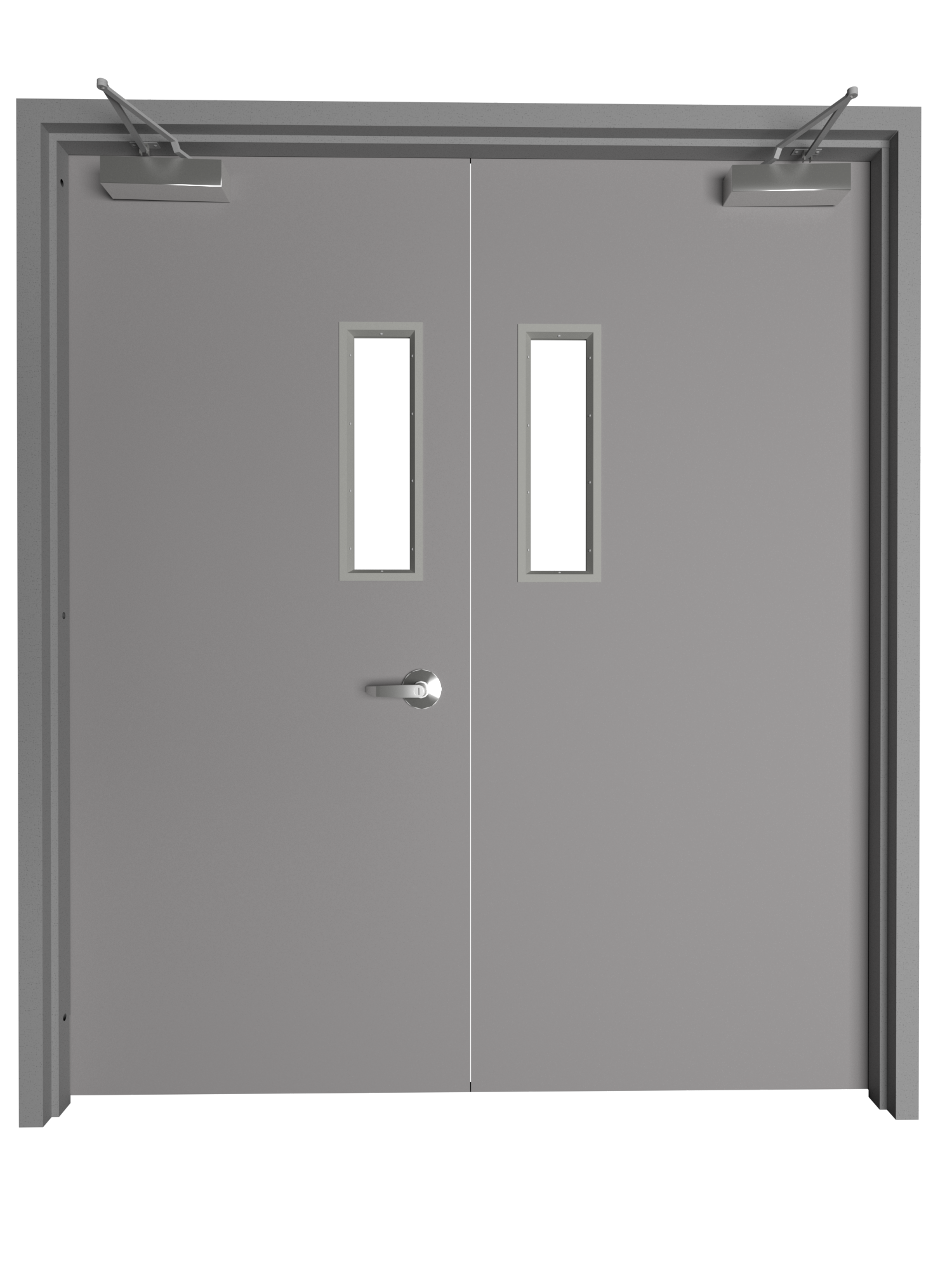 Hollow Metal Double Door with Narrow Vision Lite