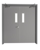 Hollow Metal Double Door with Narrow Vision Lite