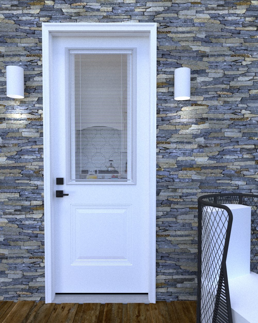 2 Panel Square Steel Door with Blinds