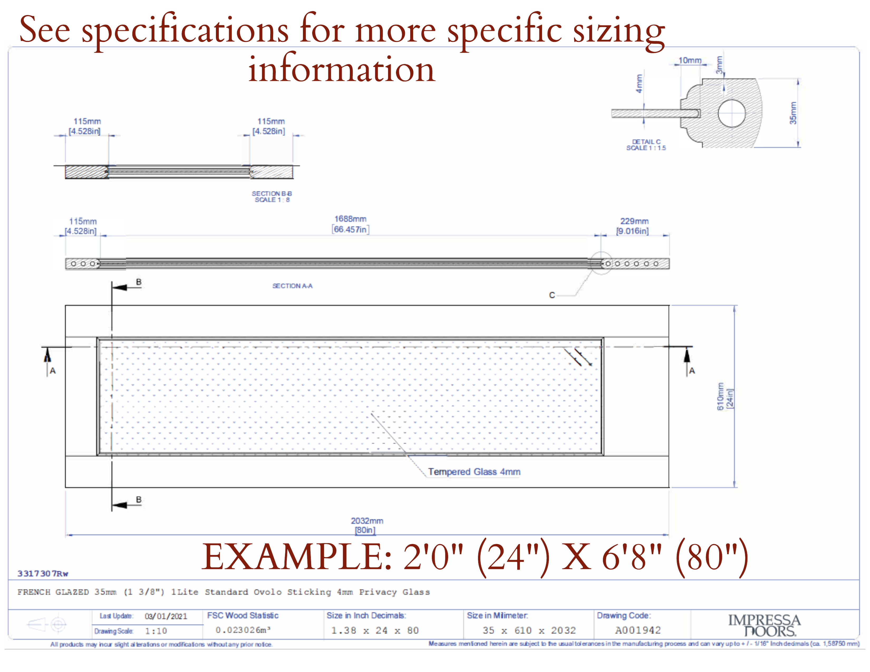 1 lite shaker specifications example - Darpet Doors - Chicago - Illinois