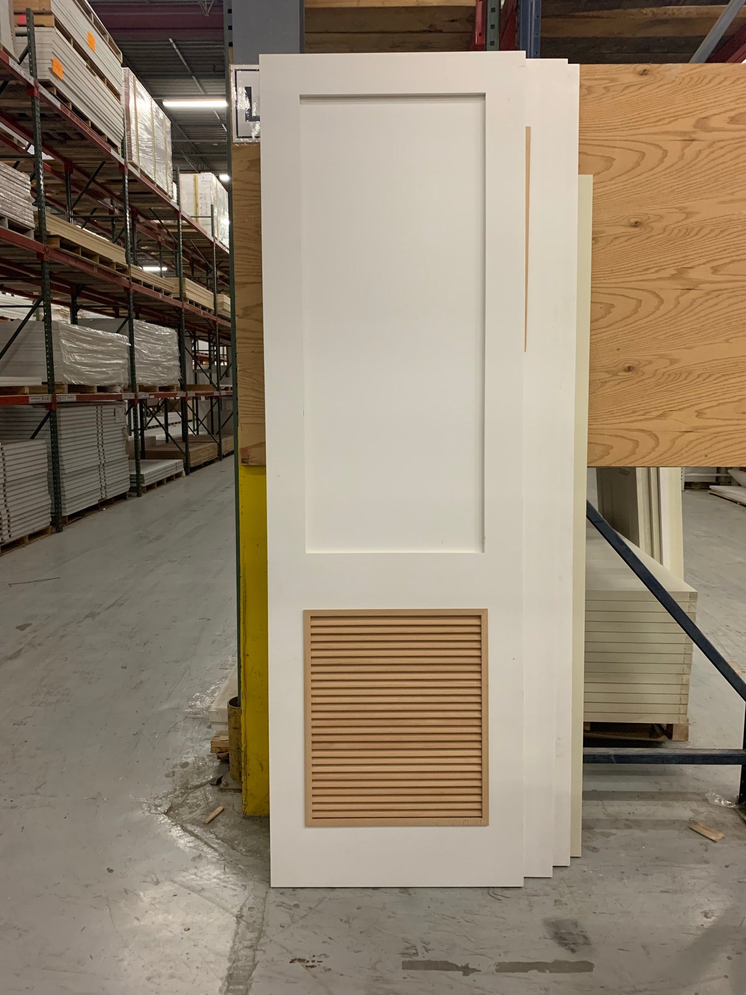 2 Panel Flat Shaker  with Louver Insert Primed 7'-0" (84")