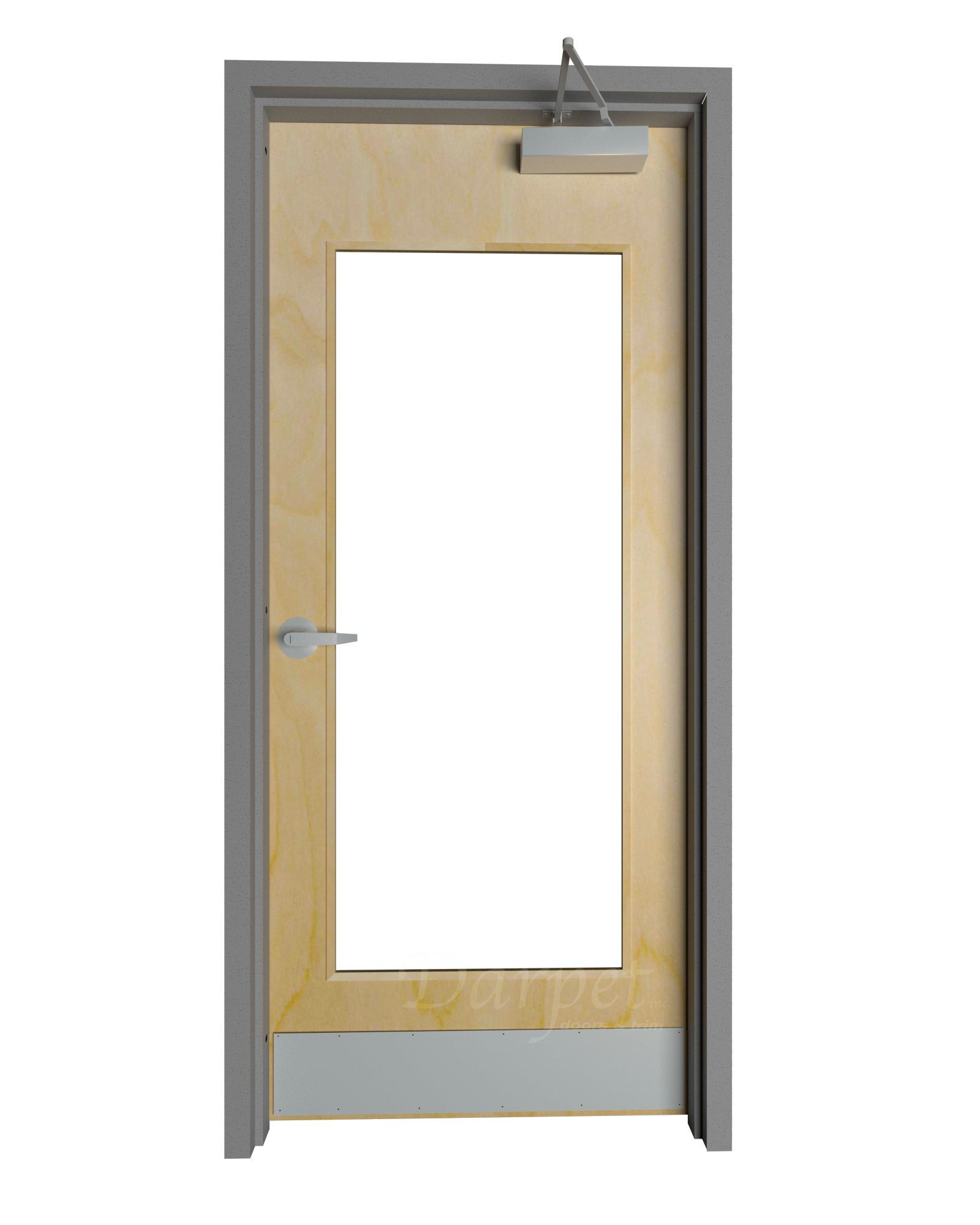 Commercial Full Lite Birch Door with Hollow Metal Frame