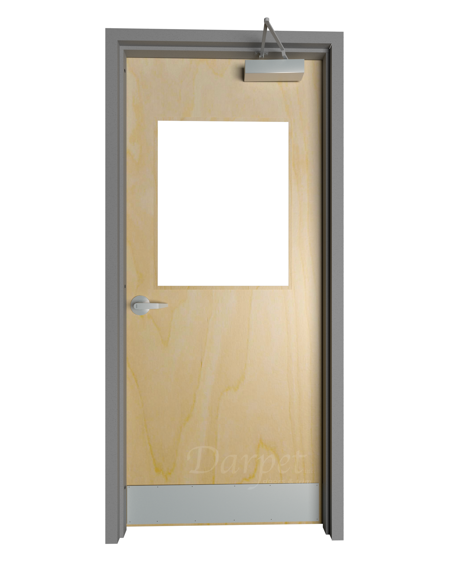 Commercial Half Lite Birch Door with Hollow Metal Frame